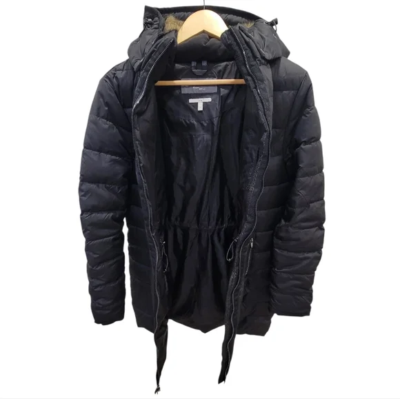 Denver Hayes Lightweight Puffer Jacket Black Hooded Winter Warm Women’s Large - Picture 4 of 17